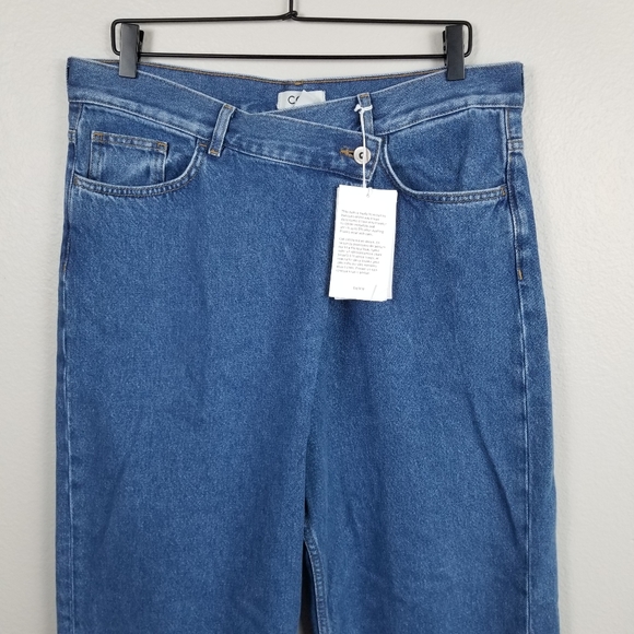 COS Crossover Folded Waist Blue Denim Straight Leg Jeans Size 32 NWT - Picture 5 of 12